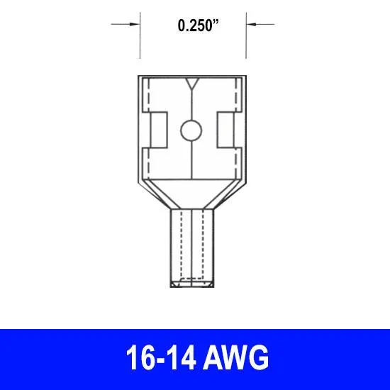 #16-14AWG Uninsulated .250" Female Quick Connect, 15 pack