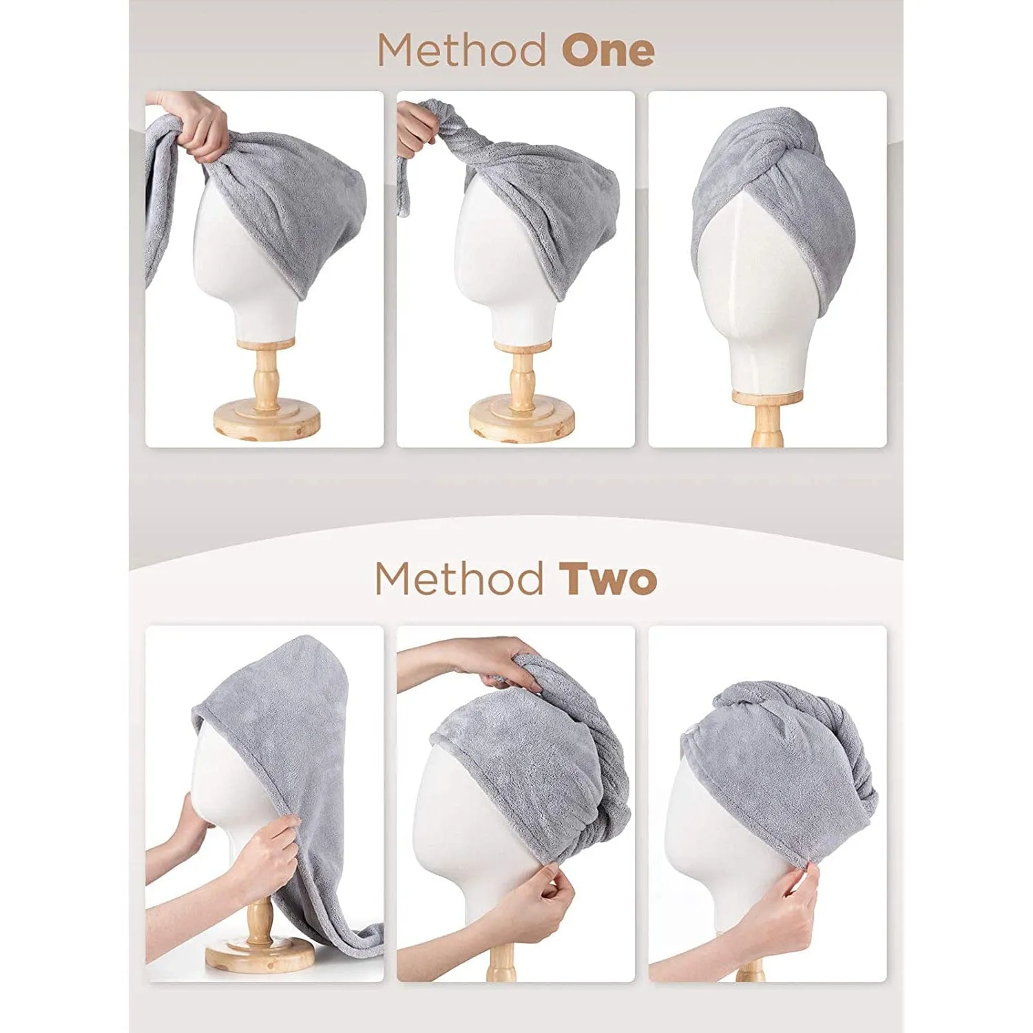 3-Pack: Hicober Microfiber Hair Towel