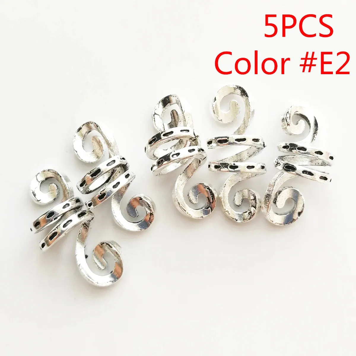 5Pcs/Pack Golden Silver Viking Spiral Charms Hair Braid Dread Dreadlock Beads Clips Cuffs Rings Jewelry Accessories