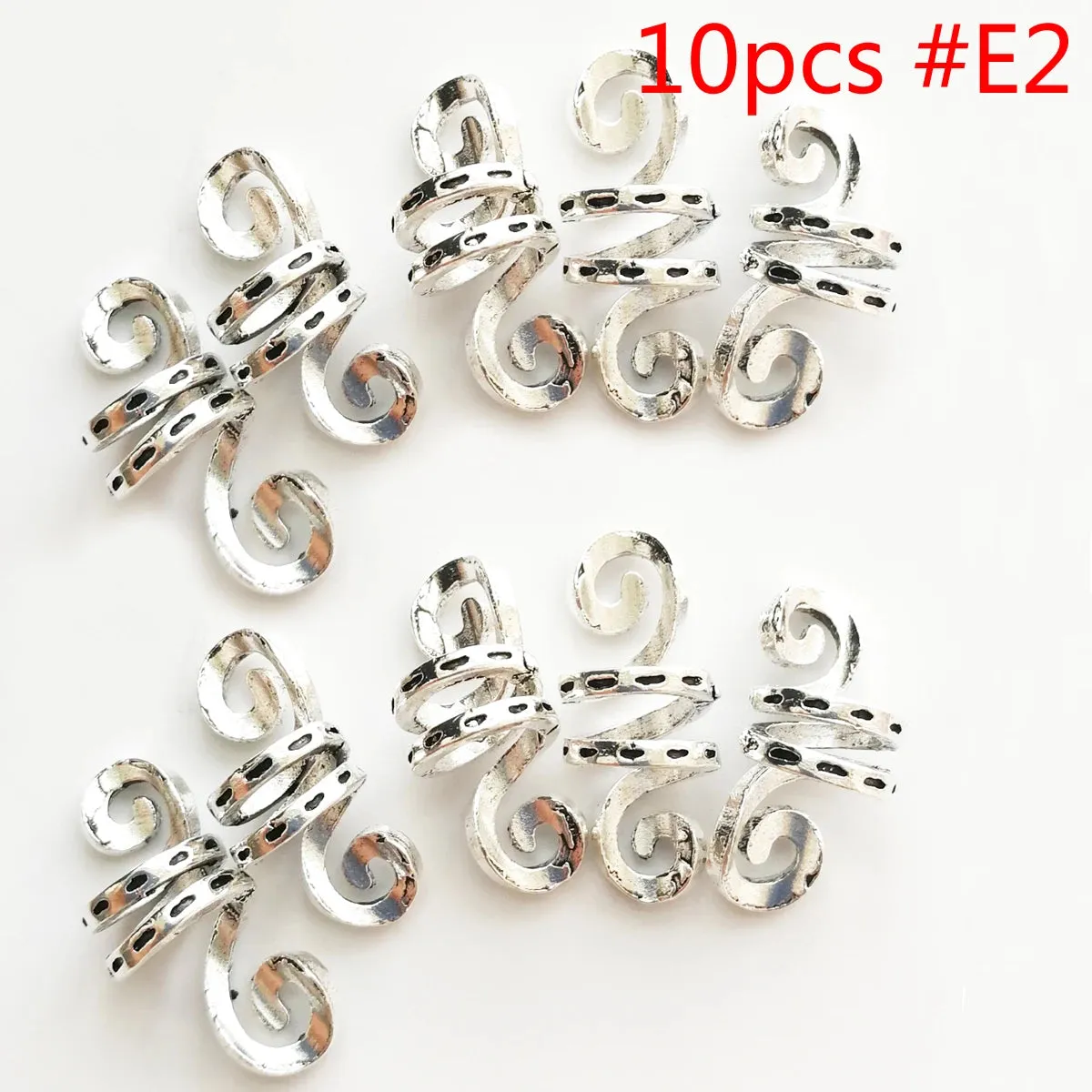 5Pcs/Pack Golden Silver Viking Spiral Charms Hair Braid Dread Dreadlock Beads Clips Cuffs Rings Jewelry Accessories