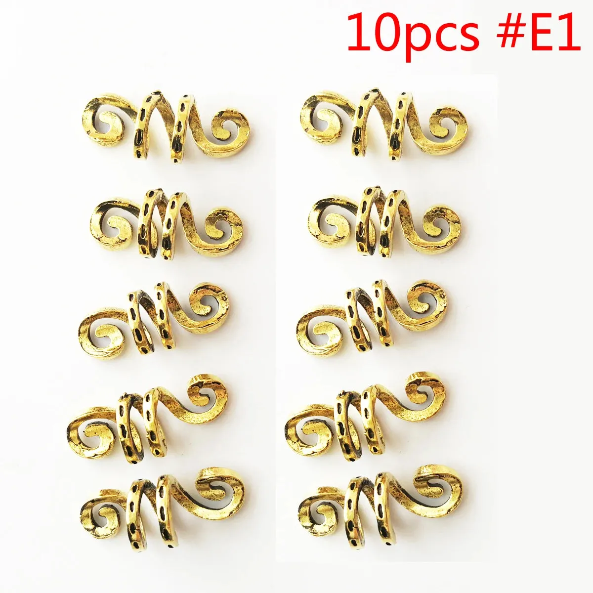 5Pcs/Pack Golden Silver Viking Spiral Charms Hair Braid Dread Dreadlock Beads Clips Cuffs Rings Jewelry Accessories