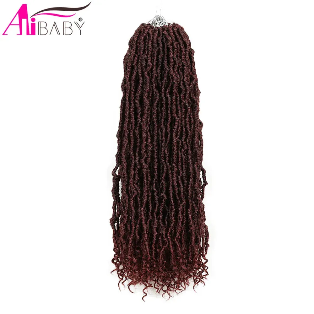 Alibaby Hair Goddess Nu Locs Crochet Hair Natural Curly Dreadlocks Hair Ombre Faux Locs Crochet Braids 20" 21Strands/Pack