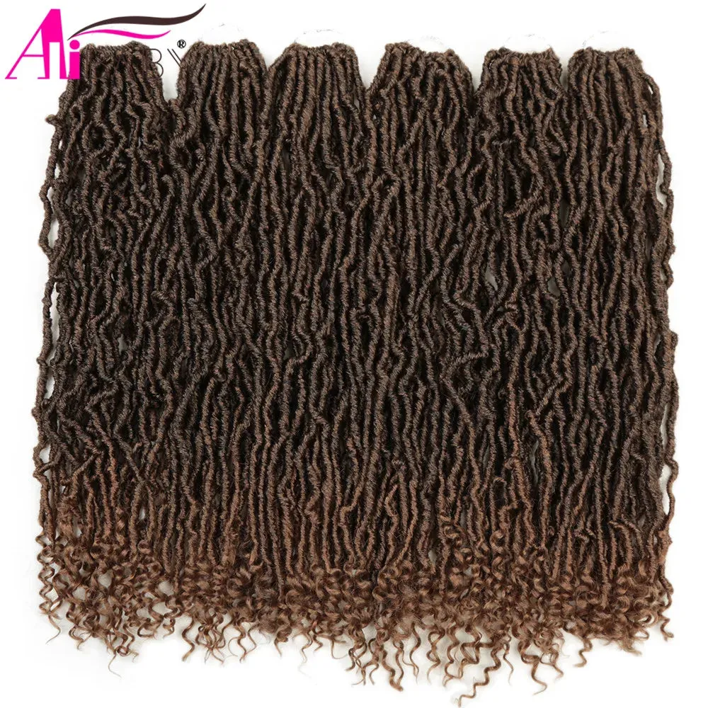 Alibaby Hair Goddess Nu Locs Crochet Hair Natural Curly Dreadlocks Hair Ombre Faux Locs Crochet Braids 20" 21Strands/Pack