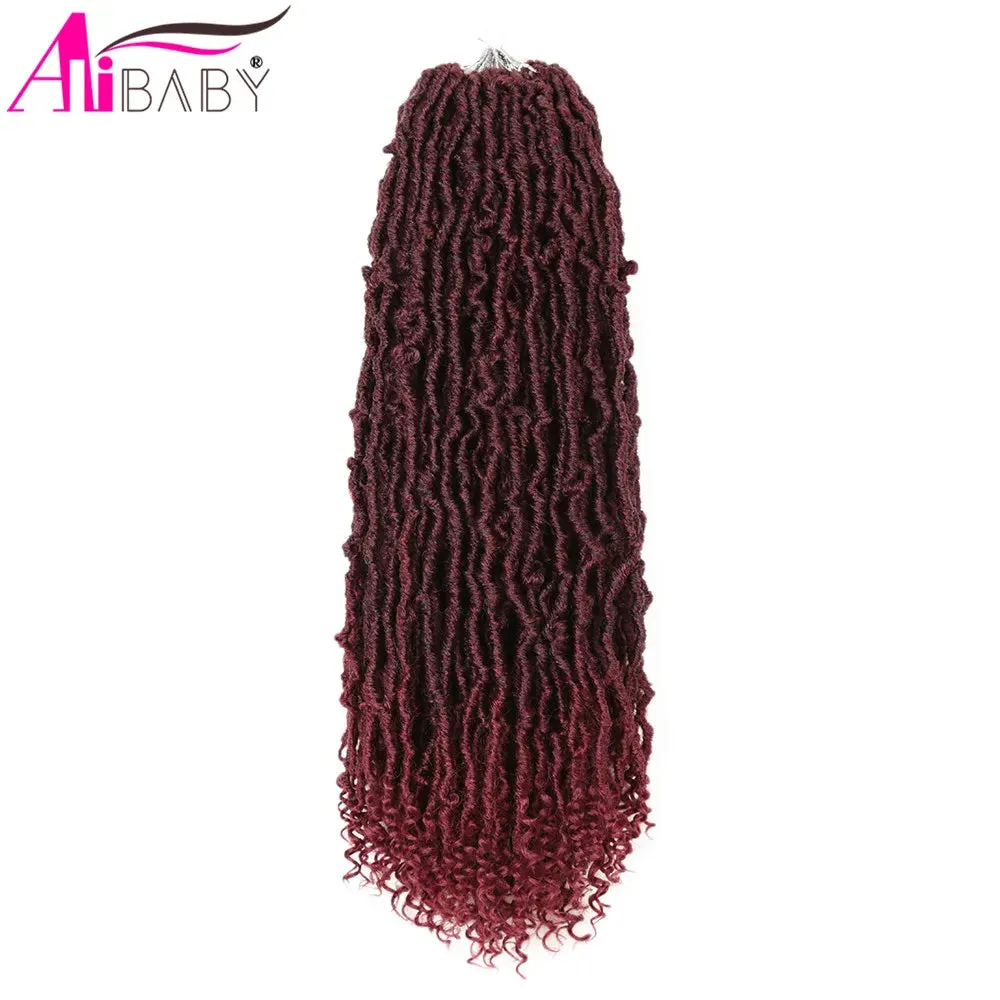 Alibaby Hair Goddess Nu Locs Crochet Hair Natural Curly Dreadlocks Hair Ombre Faux Locs Crochet Braids 20" 21Strands/Pack