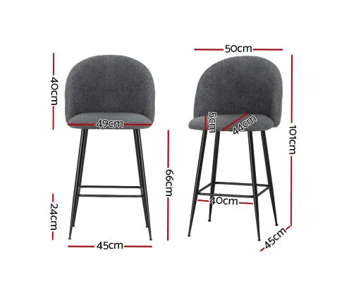 Artiss Bar Stools Kitchen Counter Barstools Sherpa Metal Chairs x2