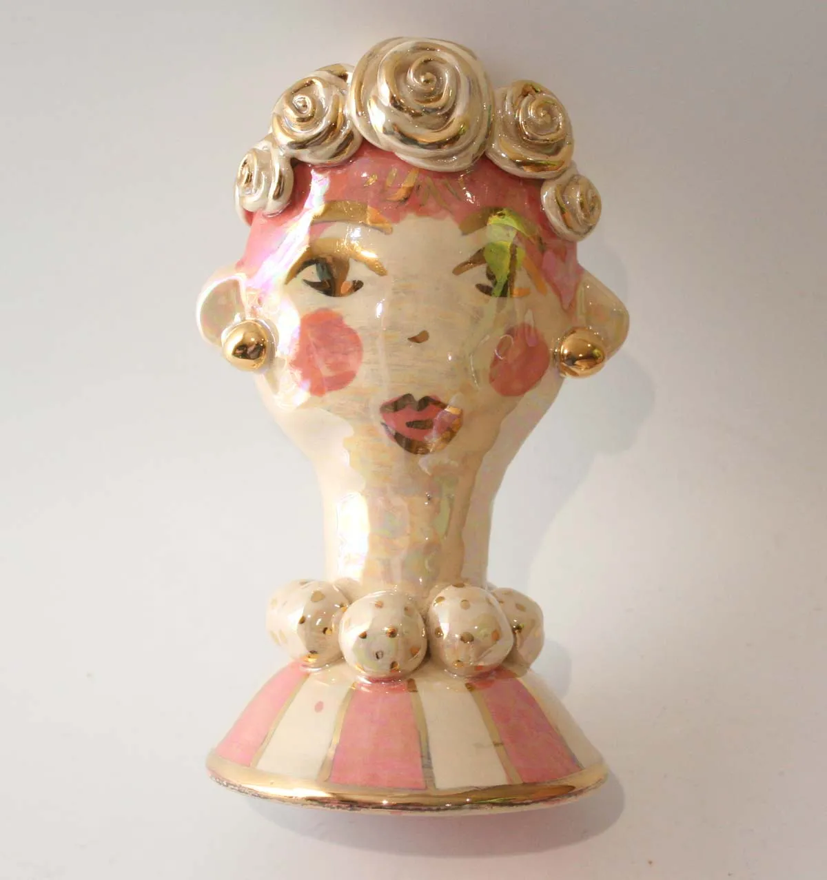 Baby Face Vase in Pink and Gold