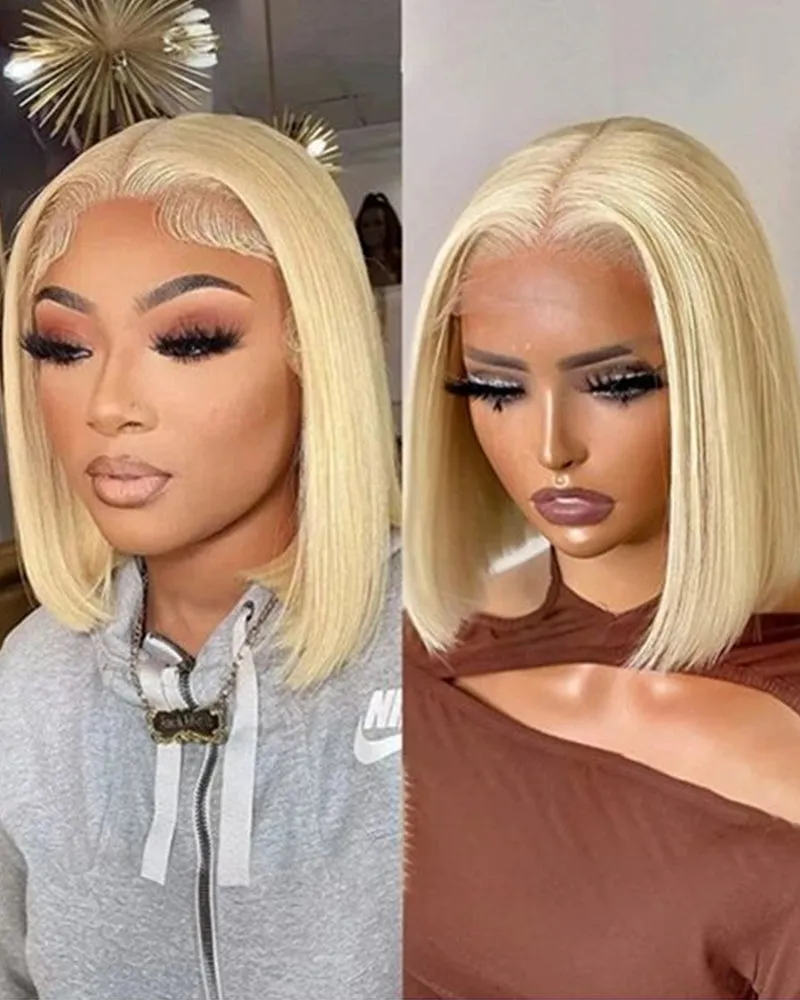 Bogo Sale |  Buy 1 Get 2 Wigs 613 Blonde Lace Frontal Straight Bob Wig With Middle Part Human Hair Wigs