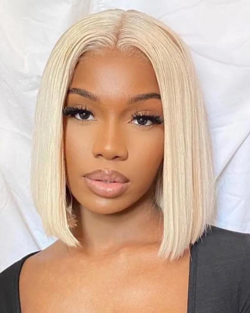 Bogo Sale |  Buy 1 Get 2 Wigs 613 Blonde Lace Frontal Straight Bob Wig With Middle Part Human Hair Wigs