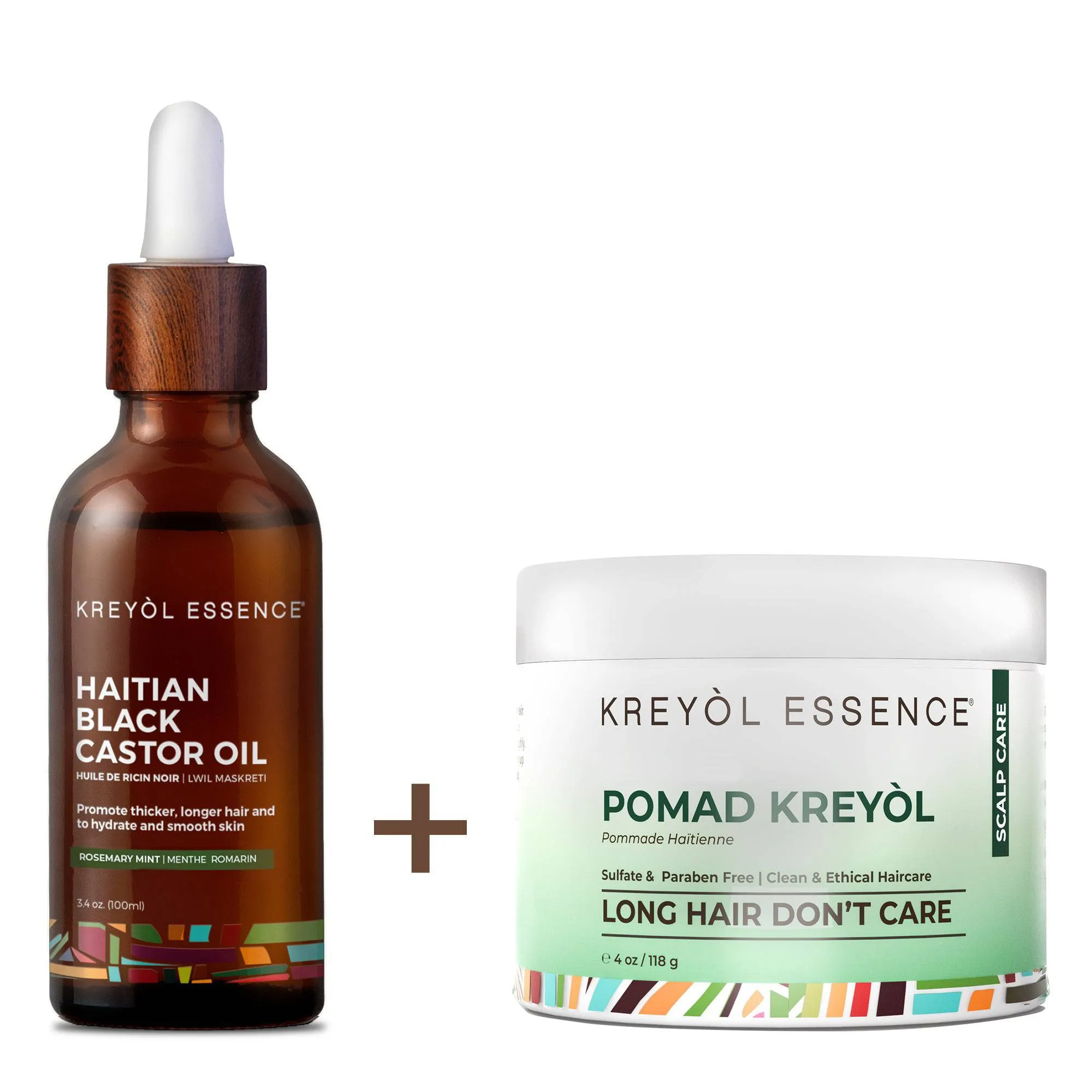 Buy 1 HBCO Rosemary Peppermint 3.4oz & Get 1 FREE Pomad Kreyol 4oz | "Save My Hairline" Growth Treatment Duo