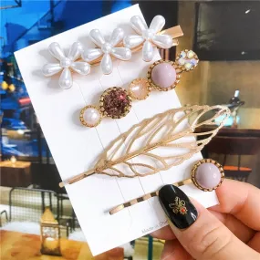 deanwangkt 4pcs/set Women Hair Accessories Jewelry Korean Simulation Pearl Barrette Love Hearts Hair Clips For Girls Pink Hairpins  New