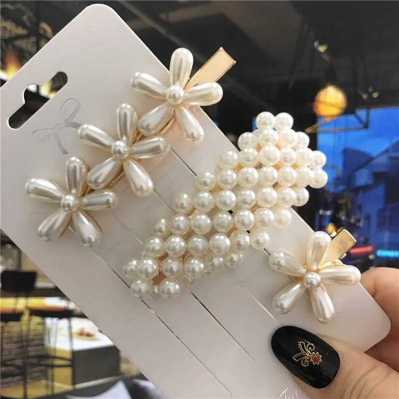 deanwangkt 6PCS Fashion Pearls Flower Chinese Hair Clips Pins For Girls Headwear Sweet Hairpins Hair Accessories Women