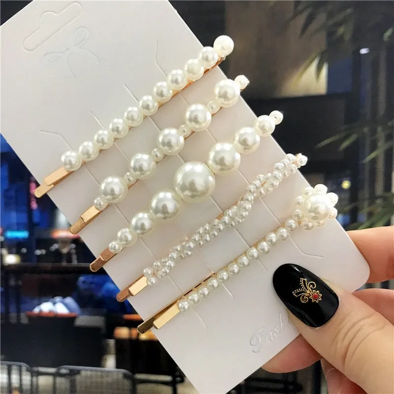 deanwangkt 6PCS Fashion Pearls Flower Chinese Hair Clips Pins For Girls Headwear Sweet Hairpins Hair Accessories Women