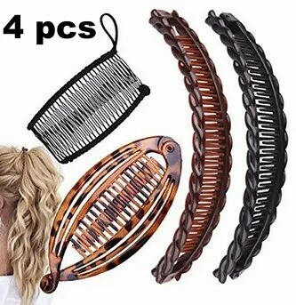 deanwangkt Fish clip set-Banana hair clips Fish hairpin combs Fashion combs Hot style Ponytail Banana clip hair combs Flat clamp for women