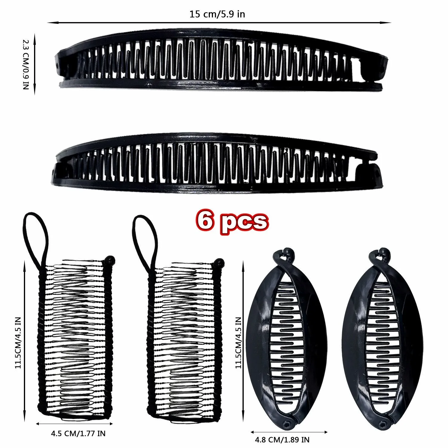 deanwangkt Fish clip set-Banana hair clips Fish hairpin combs Fashion combs Hot style Ponytail Banana clip hair combs Flat clamp for women