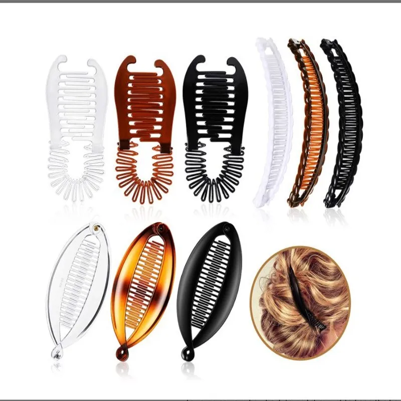 deanwangkt Fish clip set-Banana hair clips Fish hairpin combs Fashion combs Hot style Ponytail Banana clip hair combs Flat clamp for women