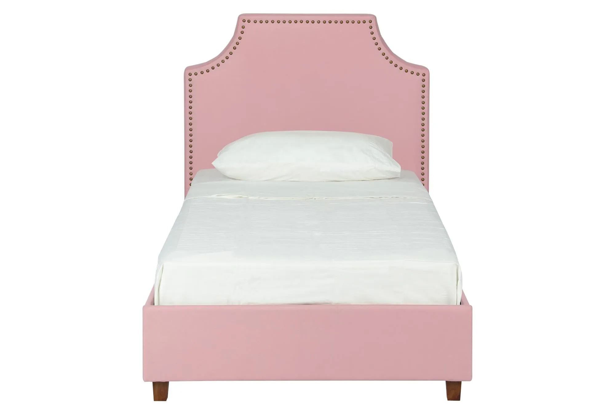 DHP Melita Upholstered Bed, Twin, Pink Linen