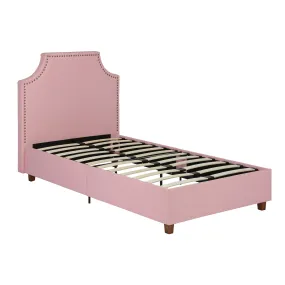 DHP Melita Upholstered Bed, Twin, Pink Linen