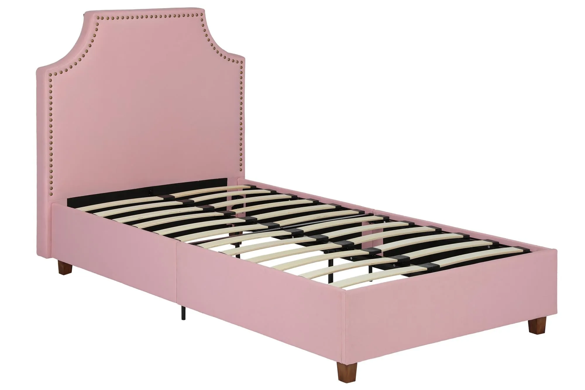 DHP Melita Upholstered Bed, Twin, Pink Linen