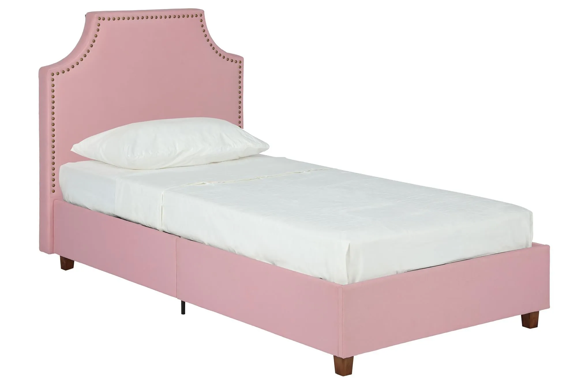 DHP Melita Upholstered Bed, Twin, Pink Linen