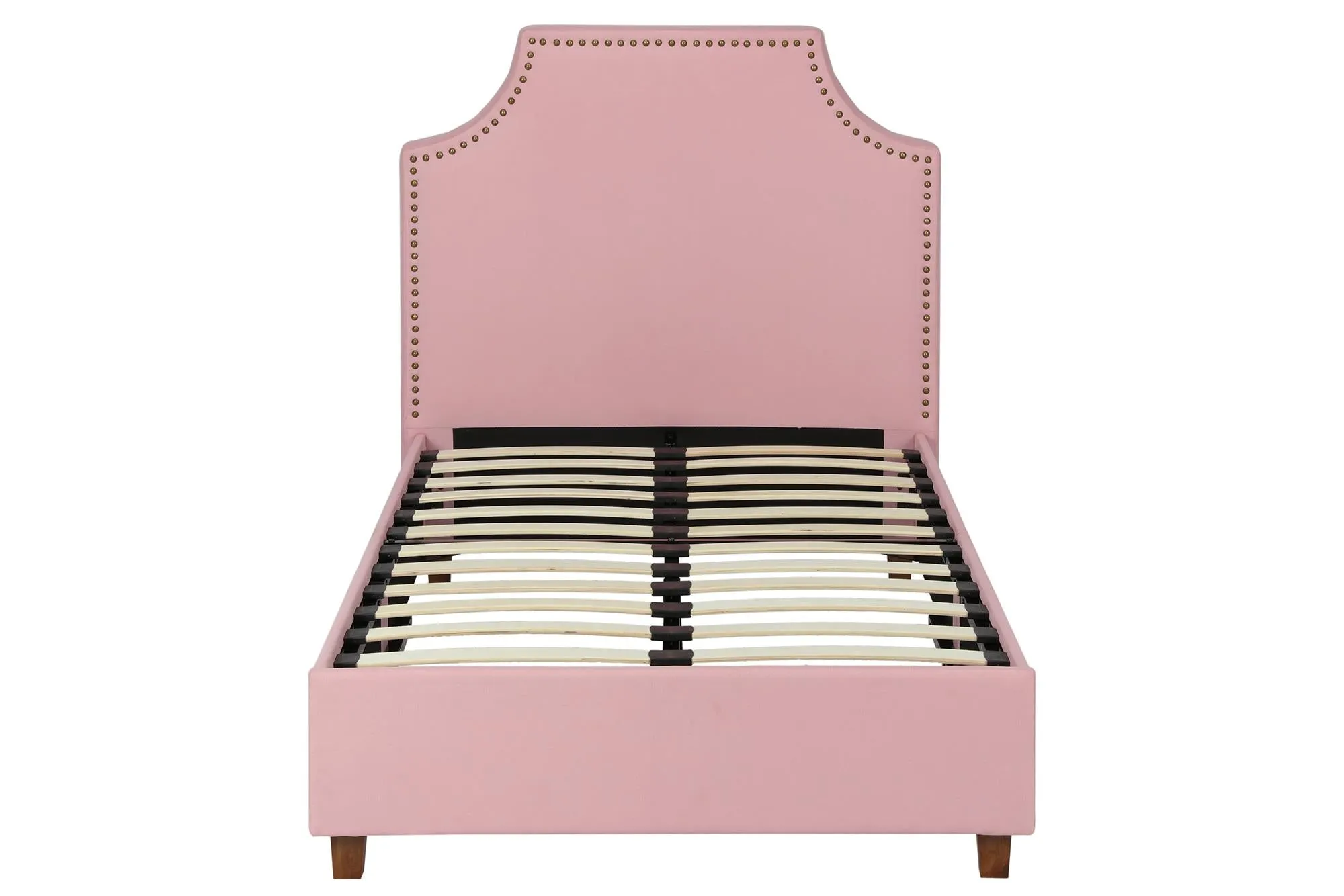 DHP Melita Upholstered Bed, Twin, Pink Linen