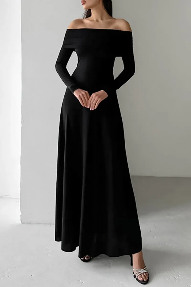 Elegant Ruched Off Shoulder Long Dresses