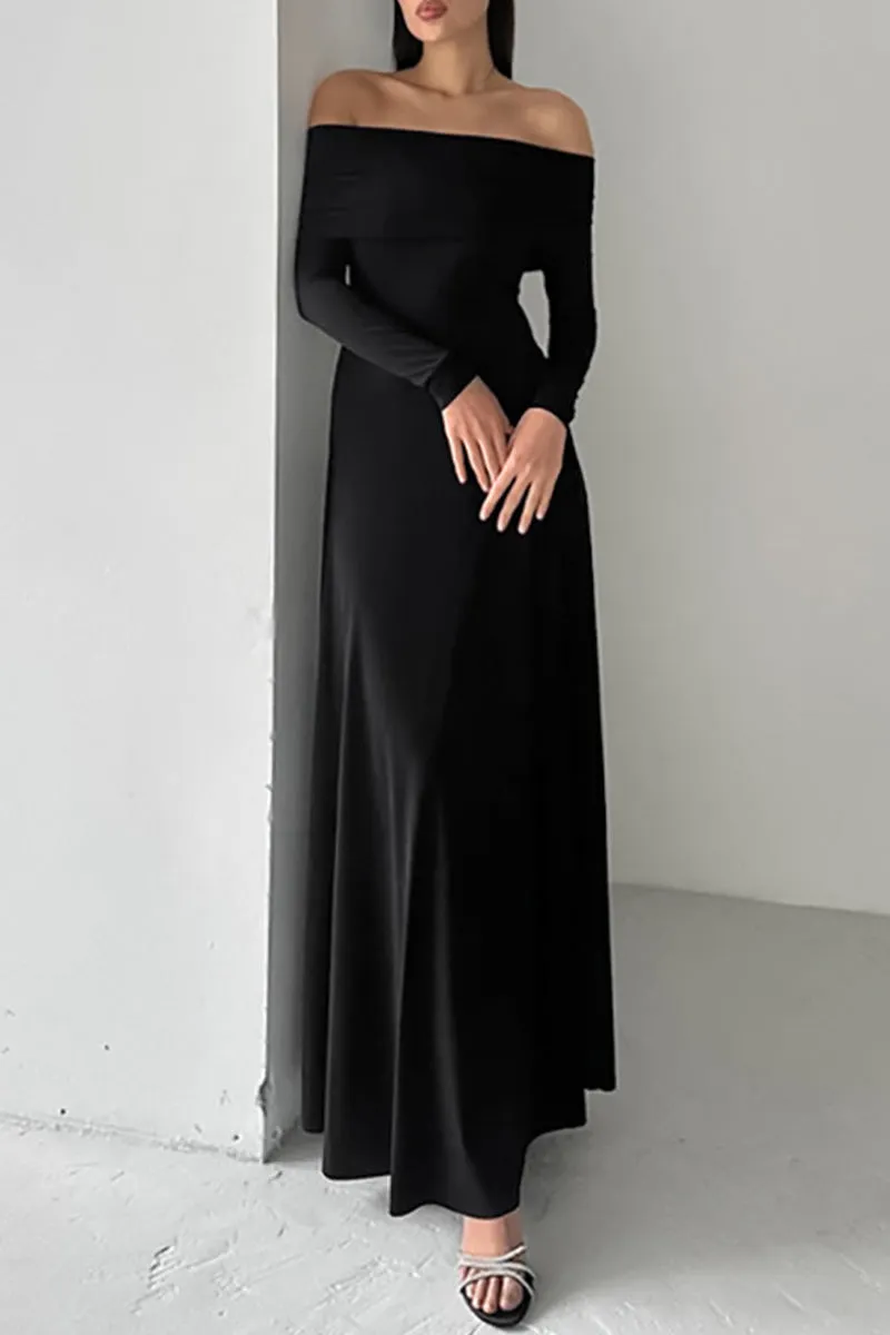 Elegant Ruched Off Shoulder Long Dresses