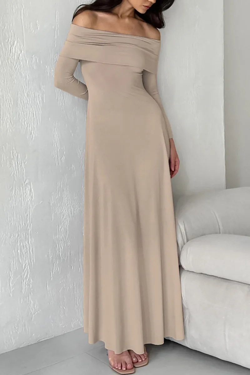 Elegant Ruched Off Shoulder Long Dresses