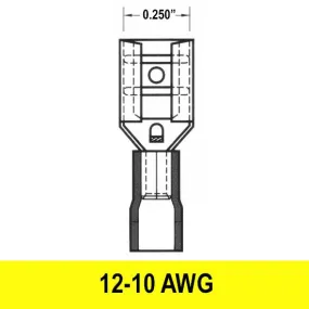 Female Quick Disconnect .250", 12-10AWG, Nylon, 100 pack