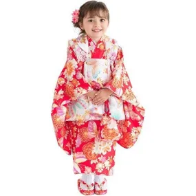 Full Kimono Set for 3 Years Old Red Shichigosan/New Years Ceremony