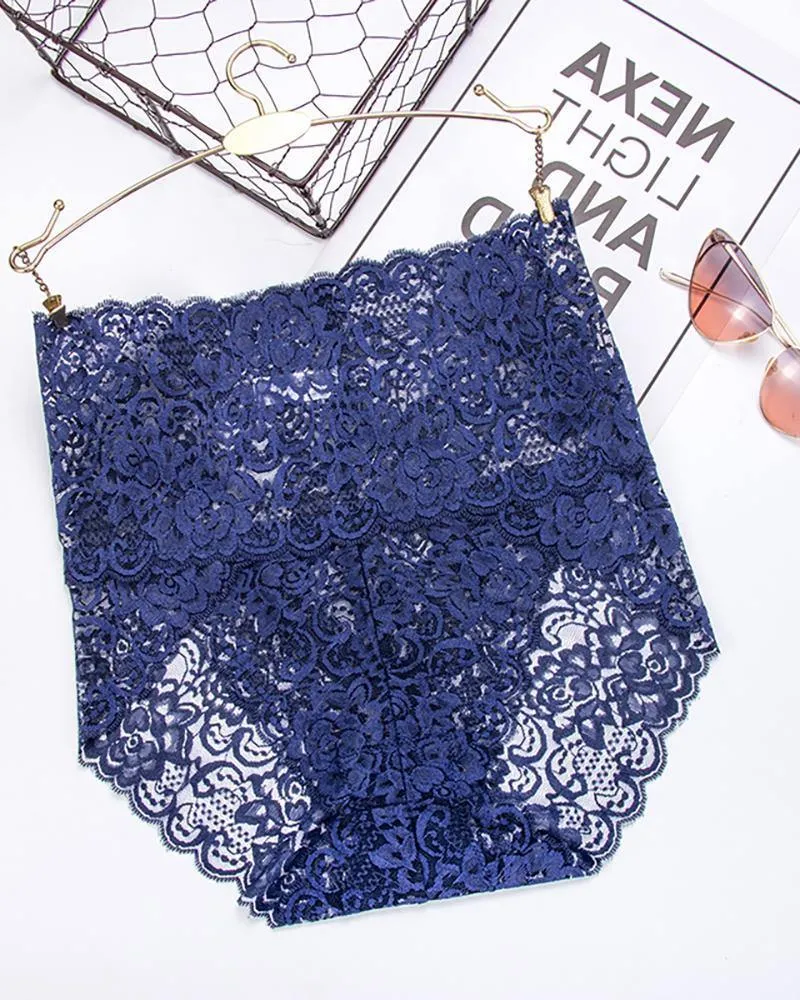 High Waist Floral Lace Transparent Underwear