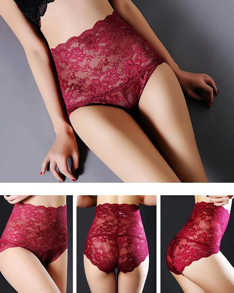 High Waist Floral Lace Transparent Underwear