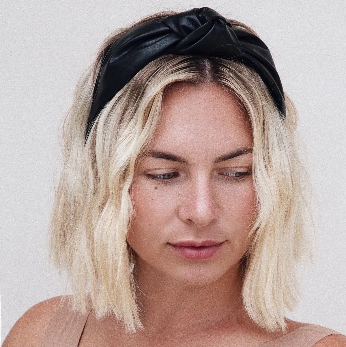 Luxe Vegan Leather Headband - Black