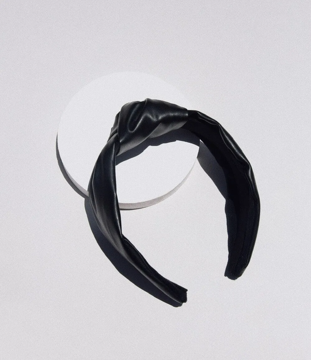 Luxe Vegan Leather Headband - Black