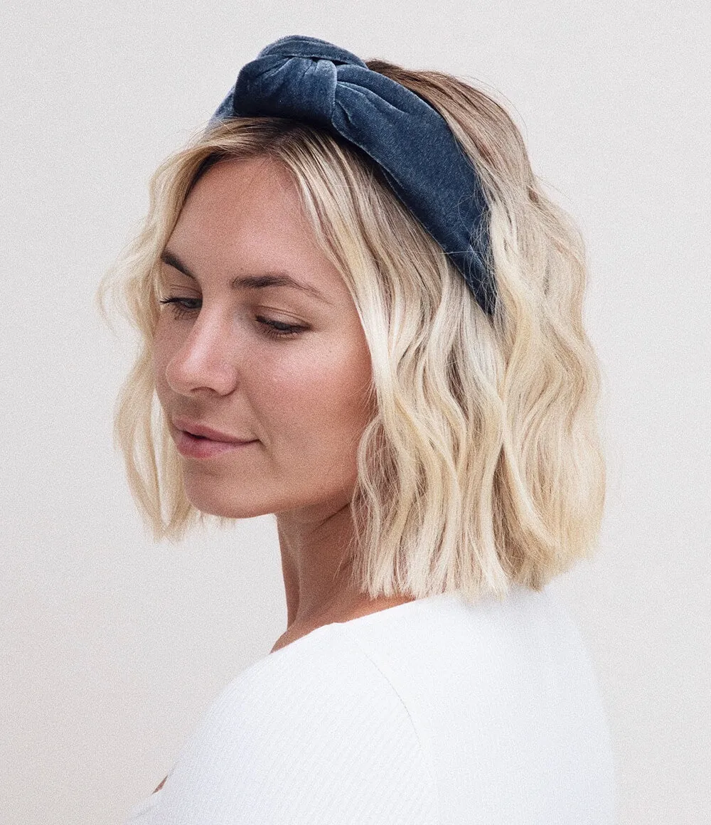 Luxe Velvet Headband - Denim