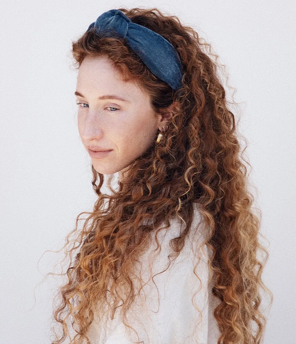 Luxe Velvet Headband - Denim