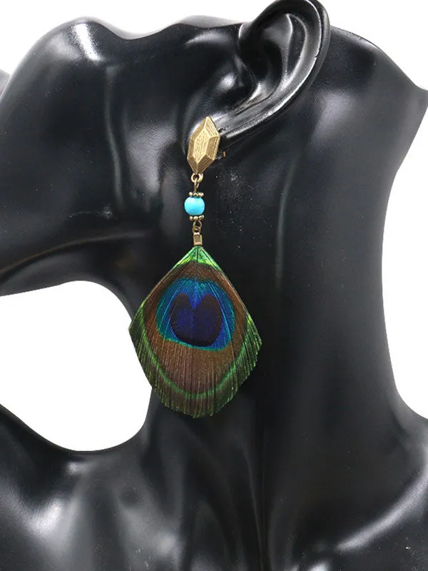 Pristine Addition Peacock Feather Earrings