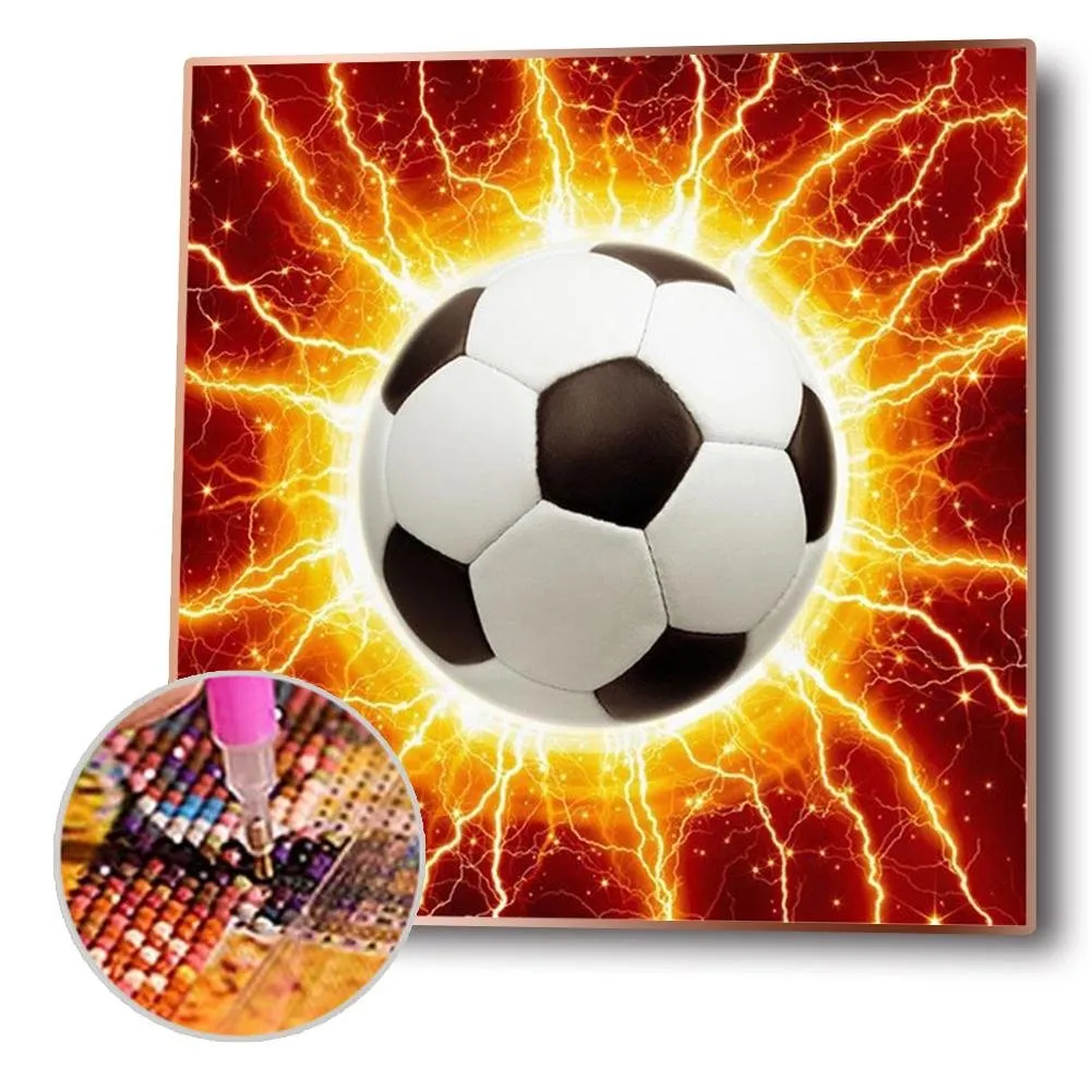 Shining Football - Full Round Diamond - 30x30cm