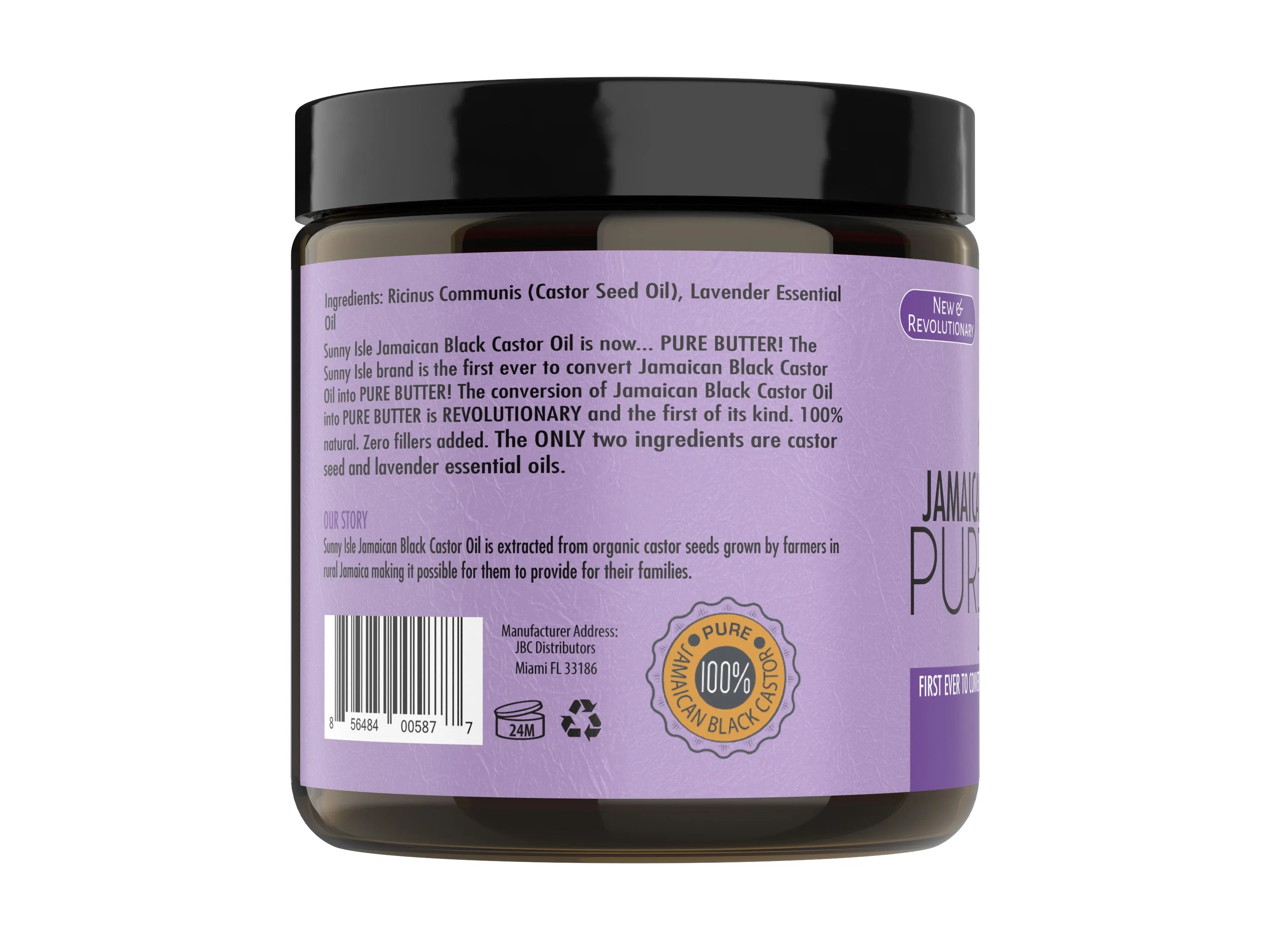 Sunny Isle LAVENDER Jamaican Black Castor Oil PURE BUTTER 4oz