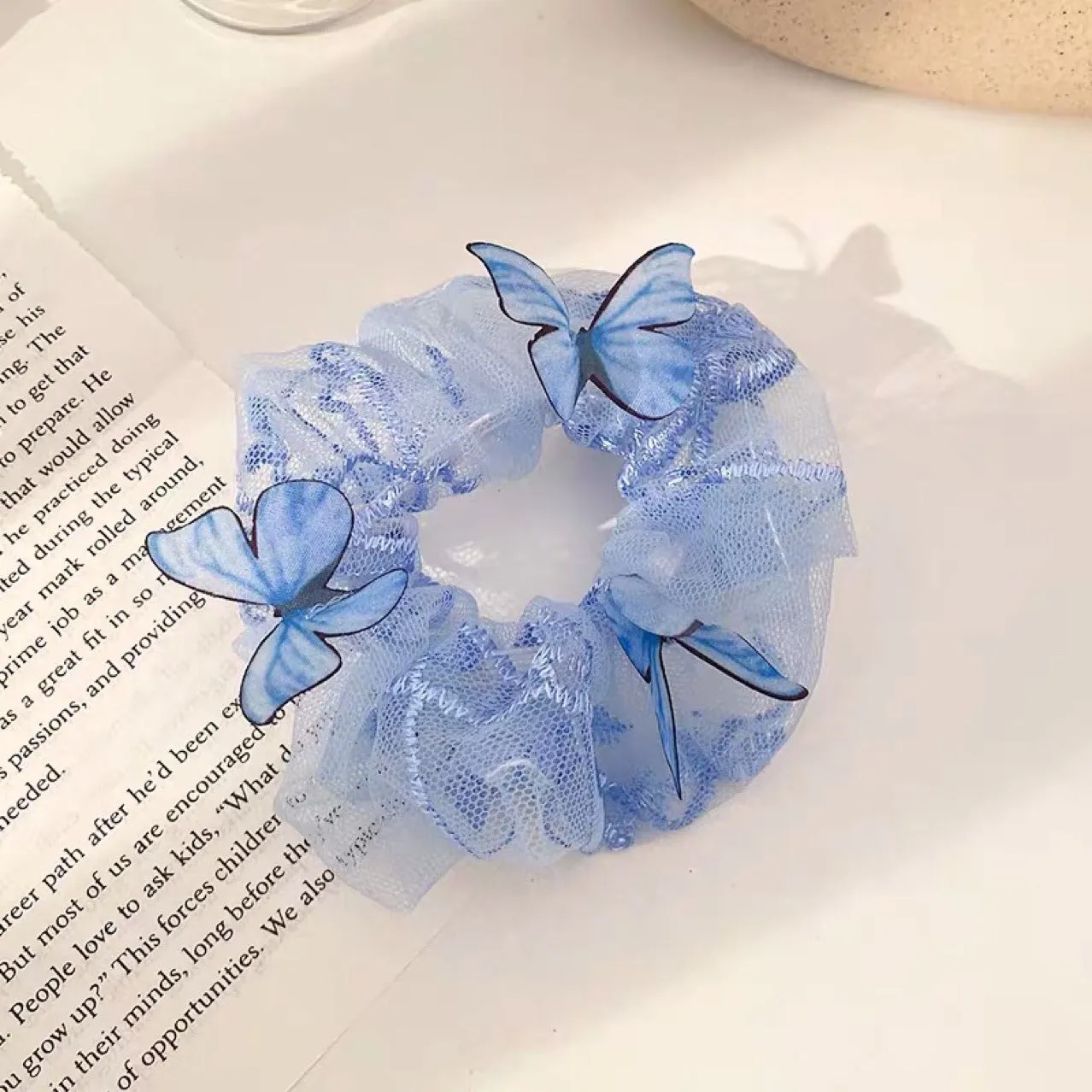 Women's Mesh Pig Intestine Ring Butterfly Hair Accessories