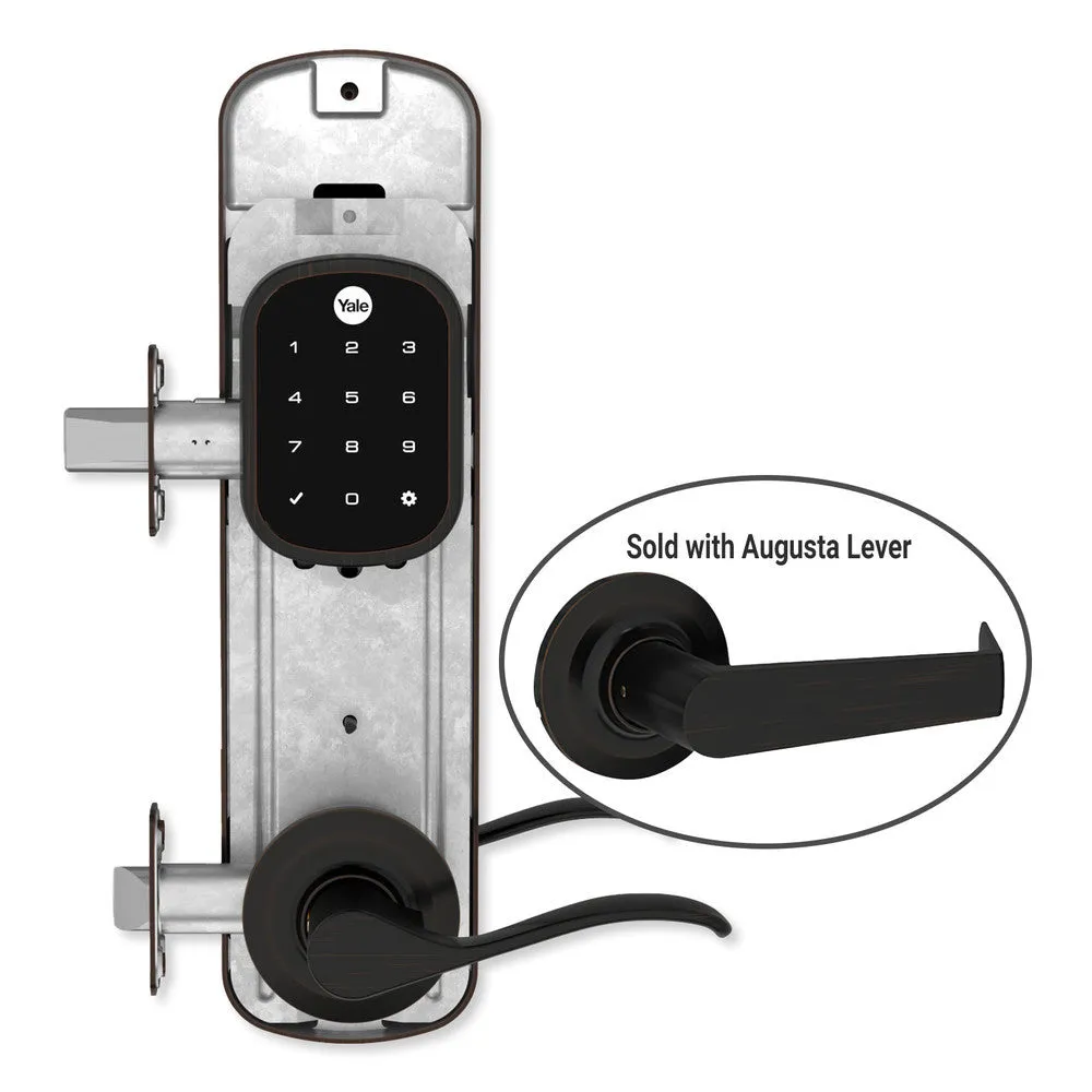 Yale Z-Wave Plus Assure Interconnected Key-Free Touchscreen Lockset, Augusta Lever, Right Handed, 5.5" Prep